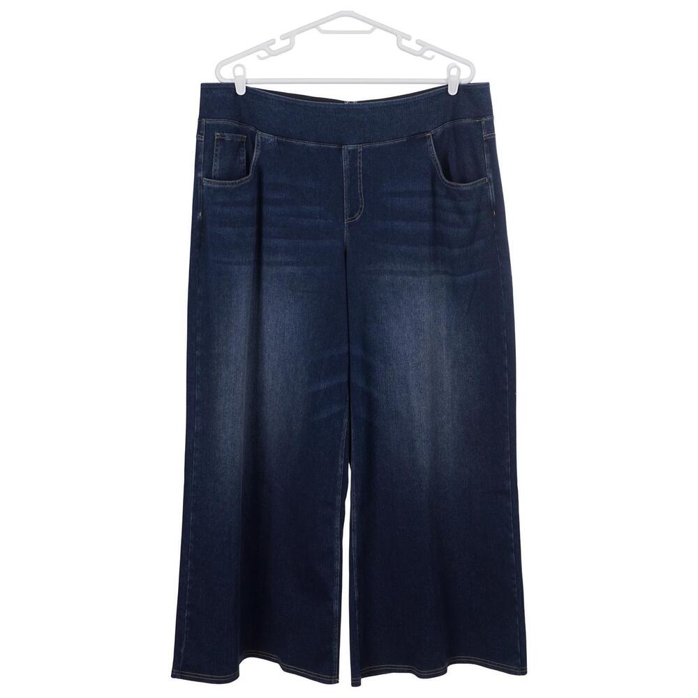 NWT Halara Flex Denim Jeans 3X Reg Blue Pull On Wide Leg Baggy Stretch Pockets